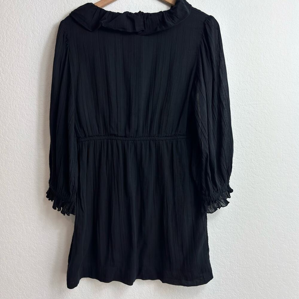 FREE PEOPLE WOMEN'S BLACK V-NECK SHORT MINI BEACH OR CASUAL DRESS SIZE MEDIUM - Picture 2 of 6